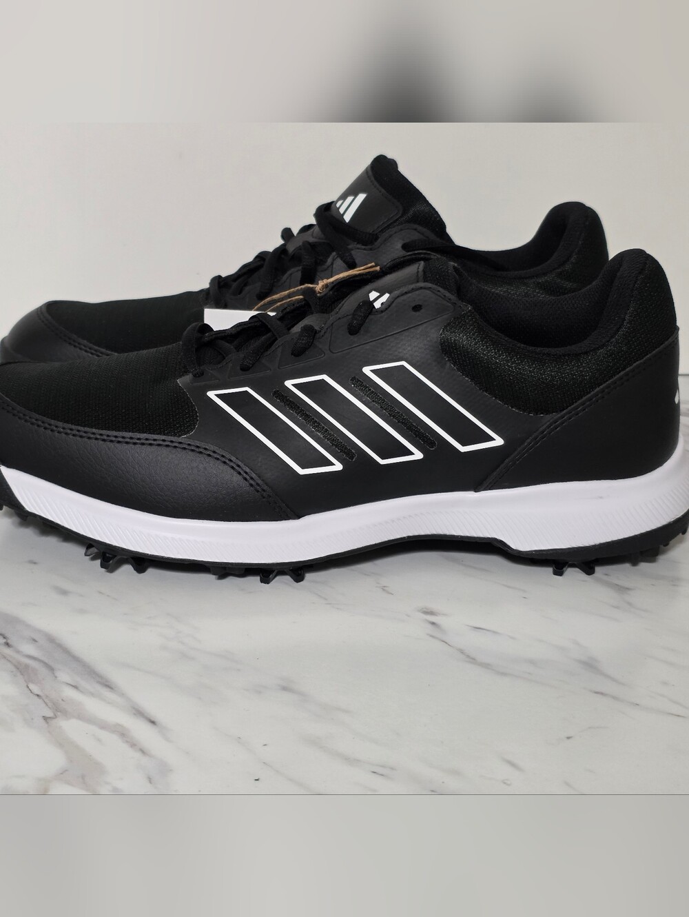 adidas Black and White Men's Athletic Golf Shoes